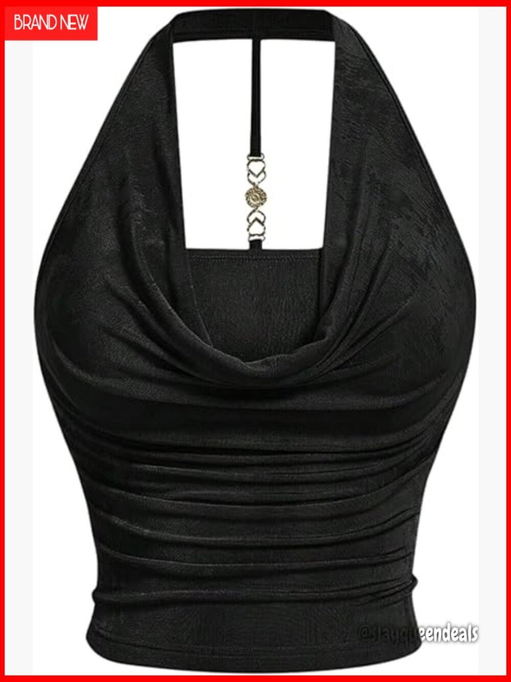 Plus Size Halter Backless Crop Top Stretch Fabric Y2K Style